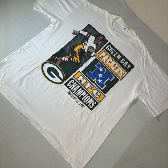 Vintage 1997 Starter Green Bay Packers NFC Champions T-Shirt Sz L Brett Favre - Picture 7 of 10